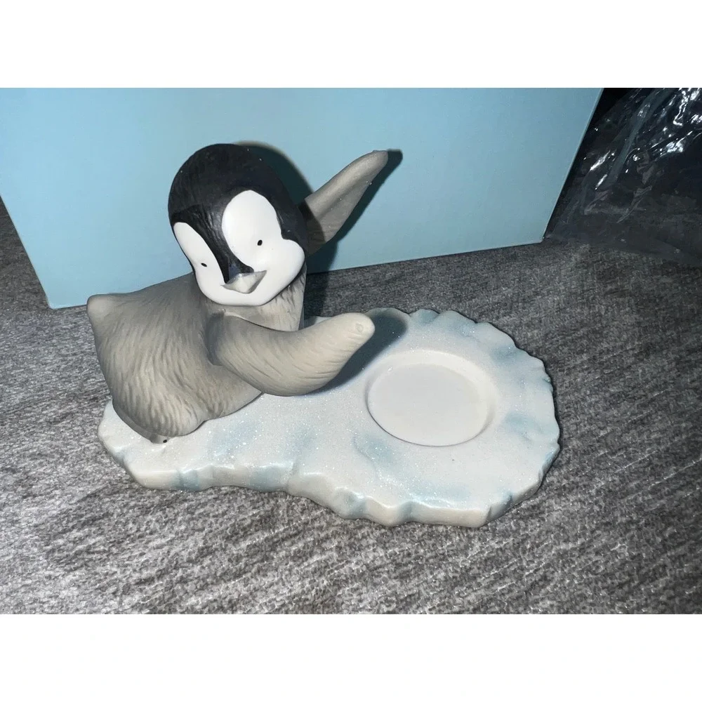 PartyLite Polar Pals Snowball Votive Holder P90304 Penguin Winter Decor Grey‎